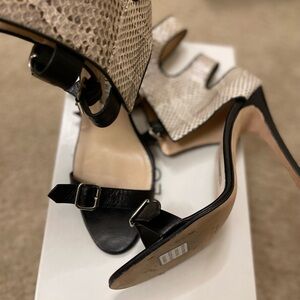 Manolo Blahnik Black and Cream Stiletto Heels